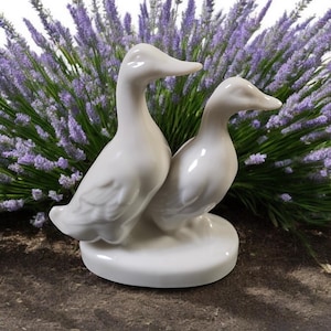 Vintage Porcelain Geese By Artist Valene