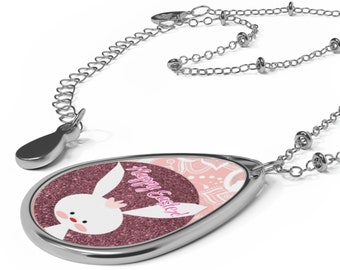 Happy Easter Oval Necklace