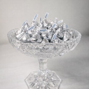 Vintage Lead Crystal Oval Pinwheel Cut Hexagon Base Vase