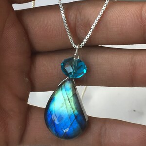 Labradorite Amazing Pendant Blue Flashy Pear Shape Gemstone Size,39x20x8 MM,41 ,Cts 925 Sterling Silver Pendant~Gemstone Handmade Jewelry