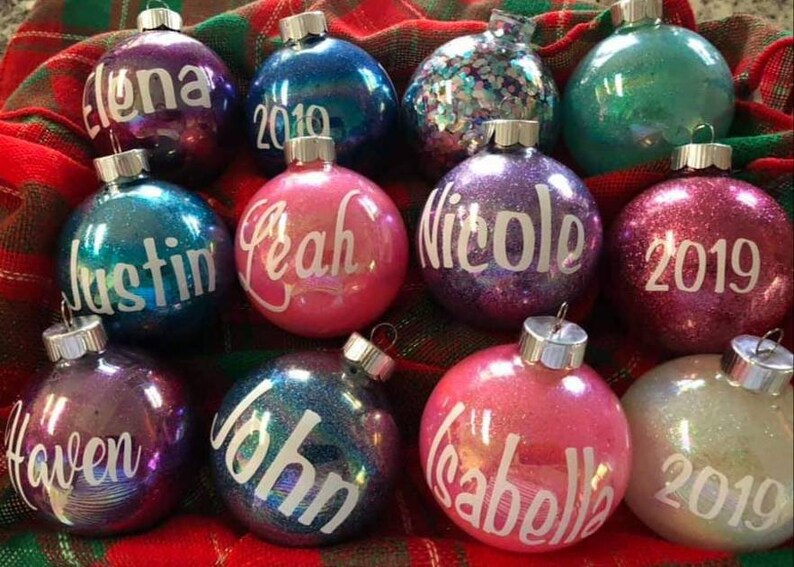 Personalized Glitter Christmas Ornaments Etsy