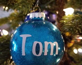 Personalized Glitter Christmas Ornaments