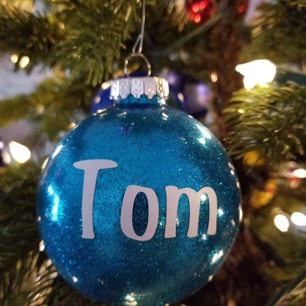 Personalized Glitter Christmas Ornaments