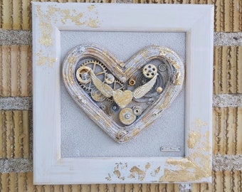 Heart with wings, wedding gifts, Anniversary gift for boyfriend Steampunk 1st anniversary gift for wife husband couples gifts for parents