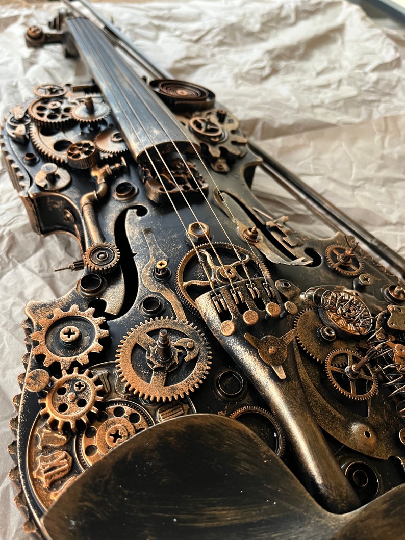 Steampunk Decor, Violin Gifts for music lovers, modern loft, music wall art,classical music, contemporary wall art metal, loft decor ideas image 8