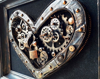 Steampunk heart valentines day gift for her husband industrial wall art industrial decor anniversary gift for him steampunk furniture decor