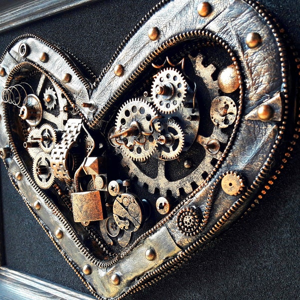 Steampunk coeur Saint Valentin cadeau pour son mari industriel mur art industriel décor anniversaire cadeau pour lui décor de meubles steampunk