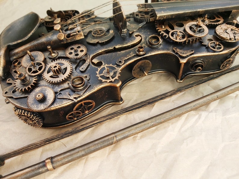 Steampunk Decor, Violin Gifts for music lovers, modern loft, music wall art,classical music, contemporary wall art metal, loft decor ideas image 5