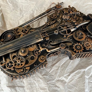 Steampunk Decor, Violin Gifts for music lovers, modern loft, music wall art,classical music, contemporary wall art metal, loft decor ideas image 9