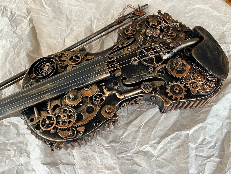 Steampunk Decor, Violin Gifts for music lovers, modern loft, music wall art,classical music, contemporary wall art metal, loft decor ideas image 9