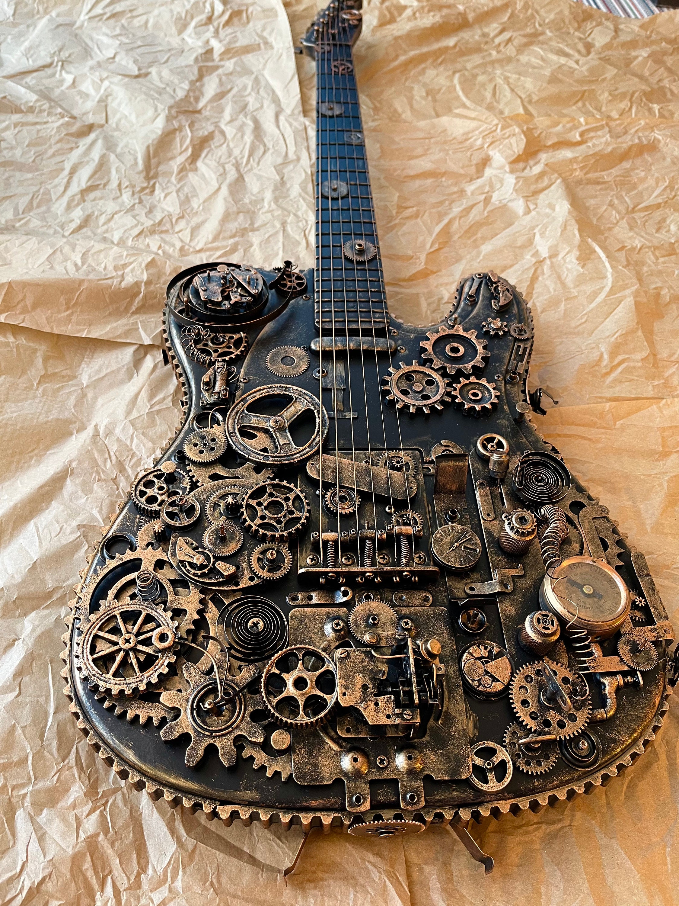 Electric Steampunk Guitar Industrial Decor Steampunk Wall Art