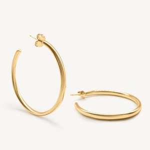 Classic 14k Gold Plated Large Hoop Earrings - Gold Plated Sterling Silver