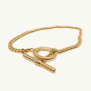 Curb Chain Bracelet in 14k Gold, Minimalist Gold Chain Bracelet - Gold Plated Sterling Silver