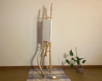 Floor lamp natural branches and textile