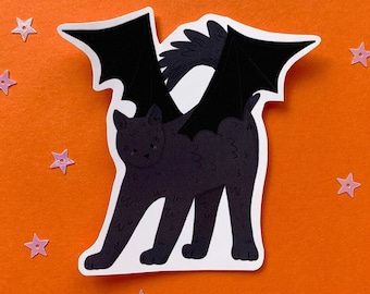 Bat Cat Sticker | Spooky Cute Halloween Sticker perfect for Laptops, Journals, Planners | Set of Spooky cat stickers