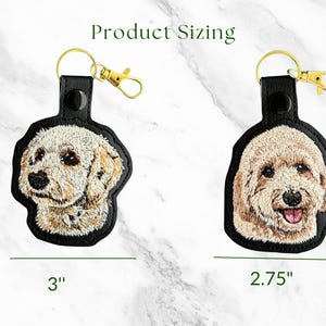 Realistic Goldendoodle Labradoodle Keychain: Embroidered Doodle Dog Key Fob or Bag Charm, Multiple Color Options, Gift for dog lover. image 3