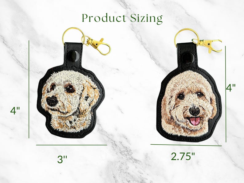 Realistic Goldendoodle Labradoodle Keychain: Embroidered Doodle Dog Key Fob or Bag Charm, Multiple Color Options, Gift for dog lover. image 3