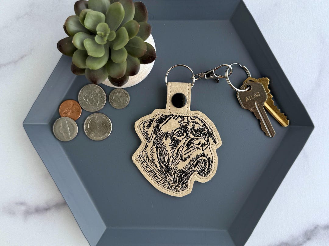 Cane Corso Portrait Keychain | Embroidered Key Fob or Bag Charm ...