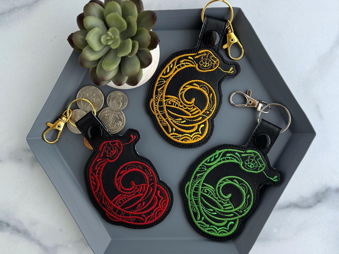 Snake Key Pin Embroidered Snake Keychain | Animal Key Fob or Bag Charm | Handmade ...
