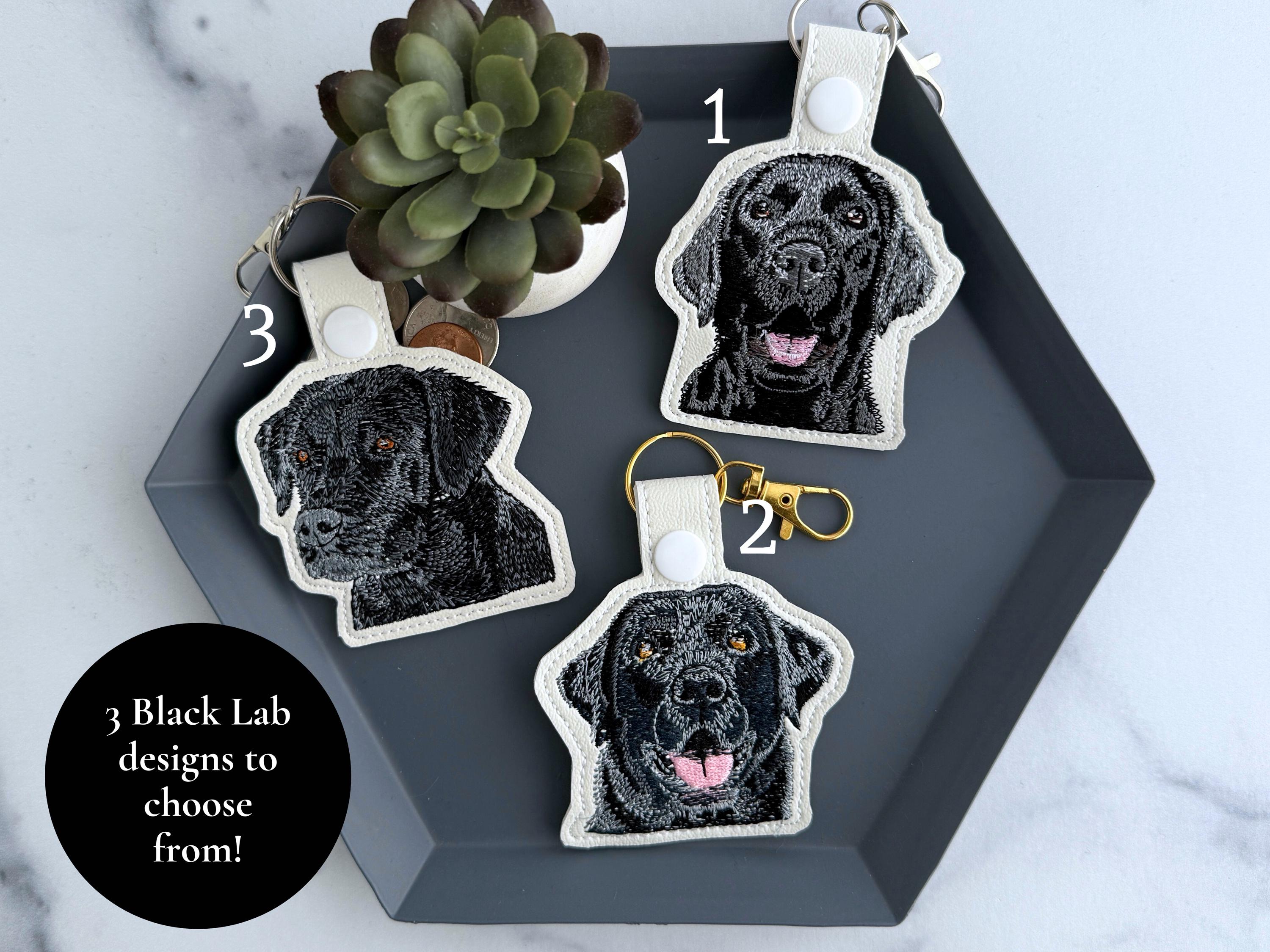 Black Lab Keychain | Realistic Embroidered Labrador Retriever Key Fob ...