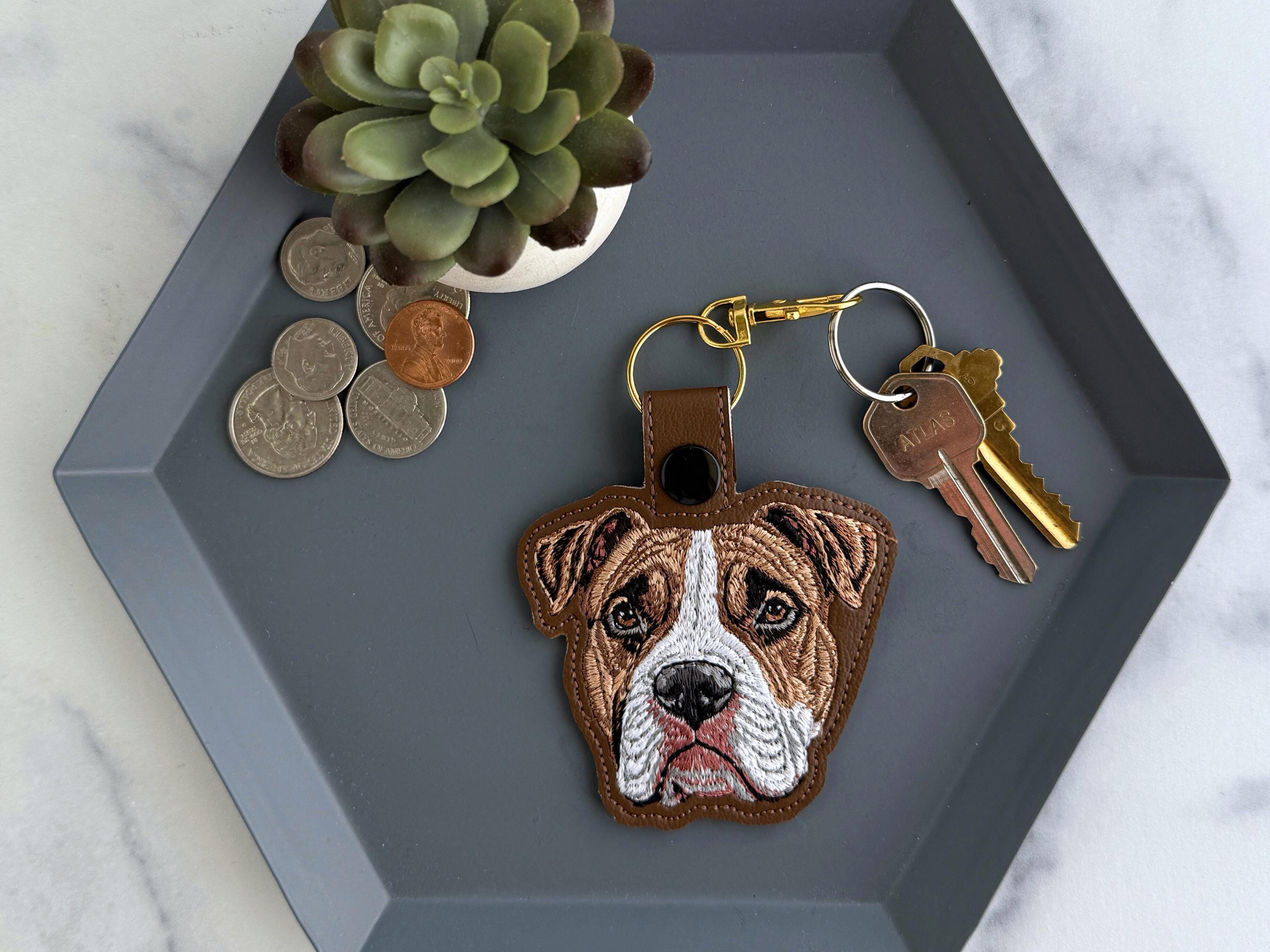 Embroidery Pit Bull Keychain - Etsy