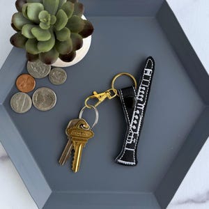 Embroidered Clarinet Keychain | Faux  Leather Key Fob or Bag Charm, Great Gift for Musician