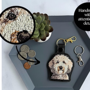 Realistic Goldendoodle Labradoodle Keychain: Embroidered Doodle Dog Key Fob or Bag Charm, Multiple Color Options, Gift for dog lover. image 4