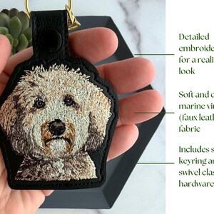 Realistic Goldendoodle Labradoodle Keychain: Embroidered Doodle Dog Key Fob or Bag Charm, Multiple Color Options, Gift for dog lover. image 5