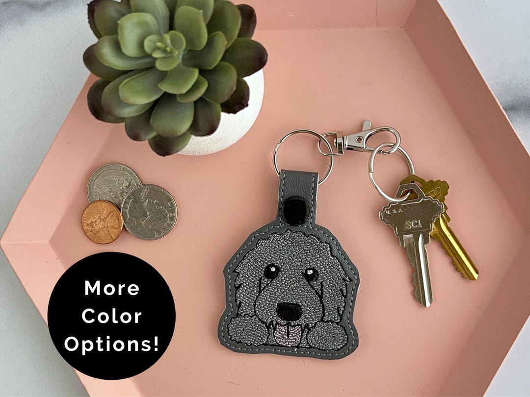 Doodle Dog Keychain Embroidered Goldendoodle, Labradoodle or Bernedoodle Key Fob or Bag Charm