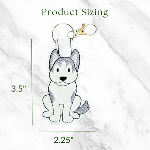 Embroidered Siberian Husky Keychain | Handmade Key Fob or Bag Charm | Great Gift for Pet Parent image 2