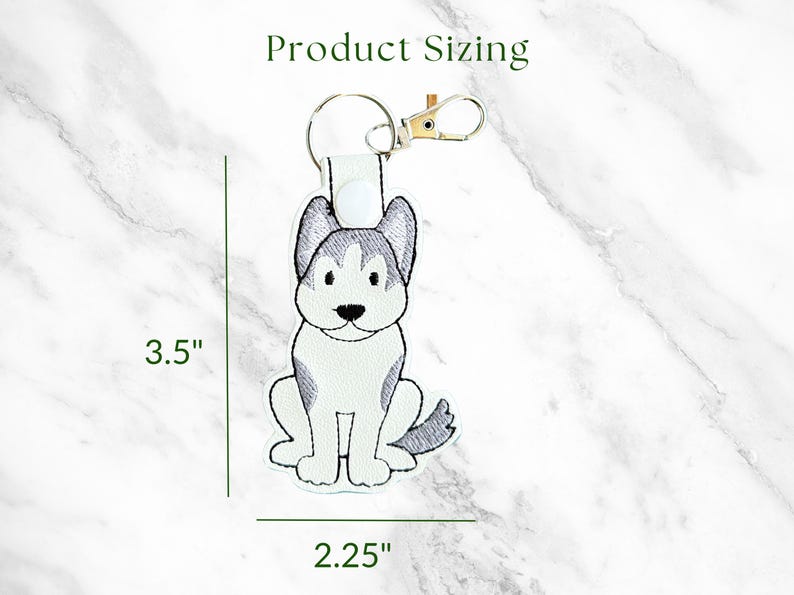 Embroidered Siberian Husky Keychain | Handmade Key Fob or Bag Charm | Great Gift for Pet Parent image 2