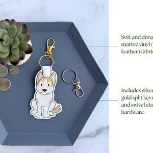Embroidered Siberian Husky Keychain | Handmade Key Fob or Bag Charm | Great Gift for Pet Parent image 4