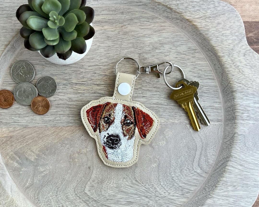 Realistic Jack Russell Terrier Keychain: Embroidered Key Fob or Bag ...