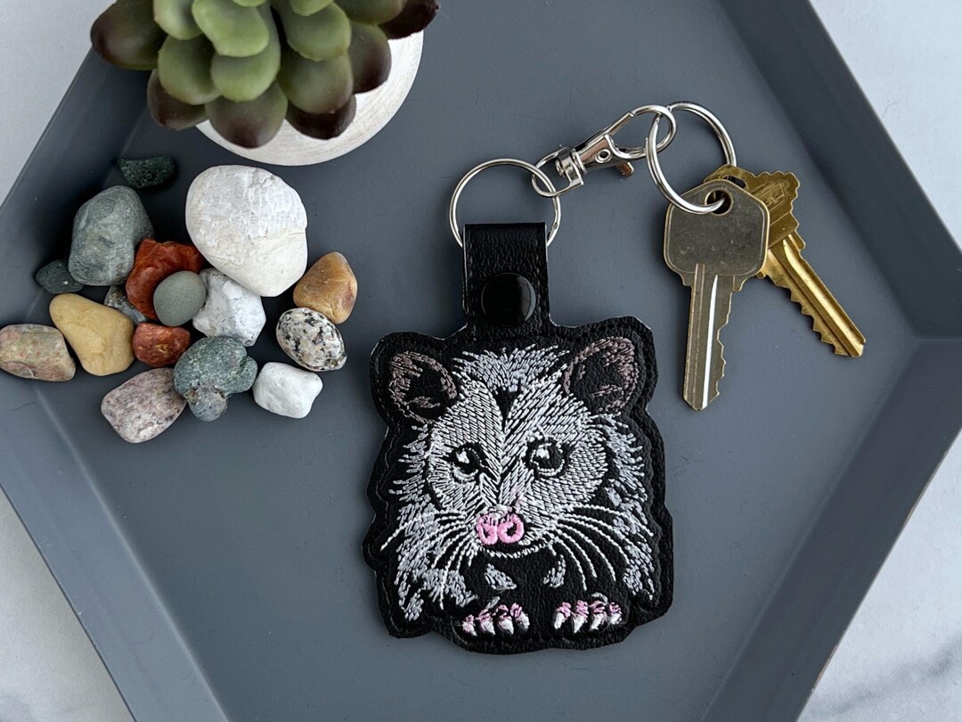 Embroidered Opossum Keychain | Forest Animal Key Fob or Bag Charm ...