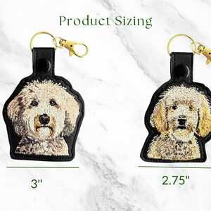 Realistic Goldendoodle Labradoodle Keychain: Embroidered Doodle Dog Key Fob or Bag Charm, Multiple Color Options, Gift for dog lover. image 2