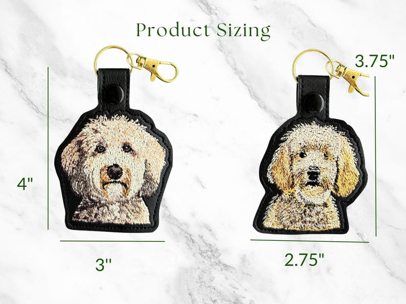 Realistic Goldendoodle Labradoodle Keychain: Embroidered Doodle Dog Key Fob or Bag Charm, Multiple Color Options, Gift for dog lover. image 2