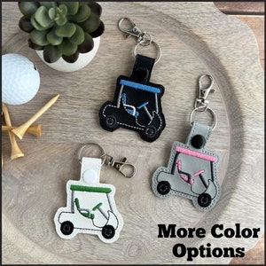 カスタムゴルフカートキーチェーン、刺繍入りキーホルダーまたはバッグチャーム、ゴルファーへの素晴らしい贈り物