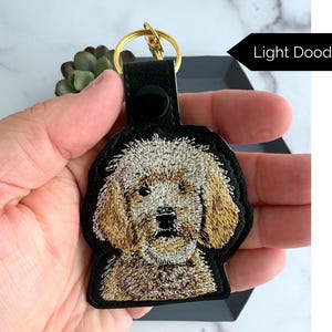 Realistic Goldendoodle Labradoodle Keychain: Embroidered Doodle Dog Key Fob or Bag Charm, Multiple Color Options, Gift for dog lover. Light Doodle 2