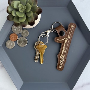 Embroidered Bassoon Keychain - Handmade Key Fob of Bag Charm - Gift Idea for Musician