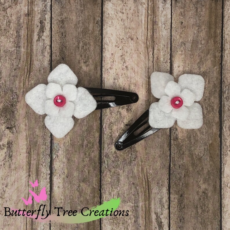 Pair of Felt Flower Snap Clips Mini Flower Hair Clips Button Etsy