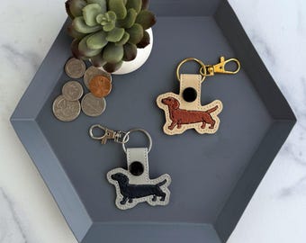 Small Dachshund Dog Keychain | Handmade Sausage Wiener Dog Embroidered Key Fob or Bag Charm | Gift for Pet Parent or Dog Lover