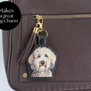 Realistic Goldendoodle Labradoodle Keychain: Embroidered Doodle Dog Key Fob or Bag Charm, Multiple Color Options, Gift for dog lover. image 7