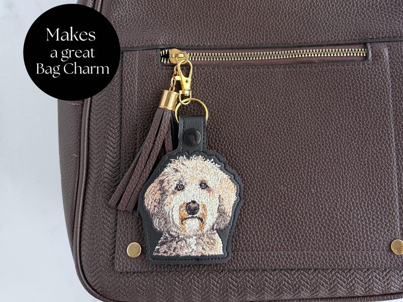 Realistic Goldendoodle Labradoodle Keychain: Embroidered Doodle Dog Key Fob or Bag Charm, Multiple Color Options, Gift for dog lover. image 7