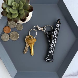 Embroidered Oboe Keychain - Handmade Key Fob or Bag Charm - Great Gift for Musician