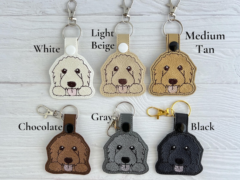 Doodle Dog Keychain Embroidered Goldendoodle, Labradoodle or Bernedoodle Key Fob or Bag Charm