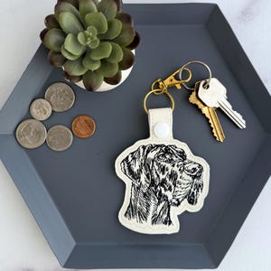 Great Dane Sketch Portrait Keychain | Embroidered Key Fob or Bag Charm | Custom Color Options, Personalized Gift for Pet Parent