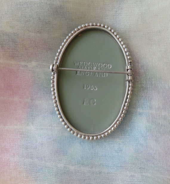 Vintage Large Sterling Silver Wedgwood Green Jasp… - image 4