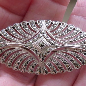 Vintage Silver brooch set with Marcasite