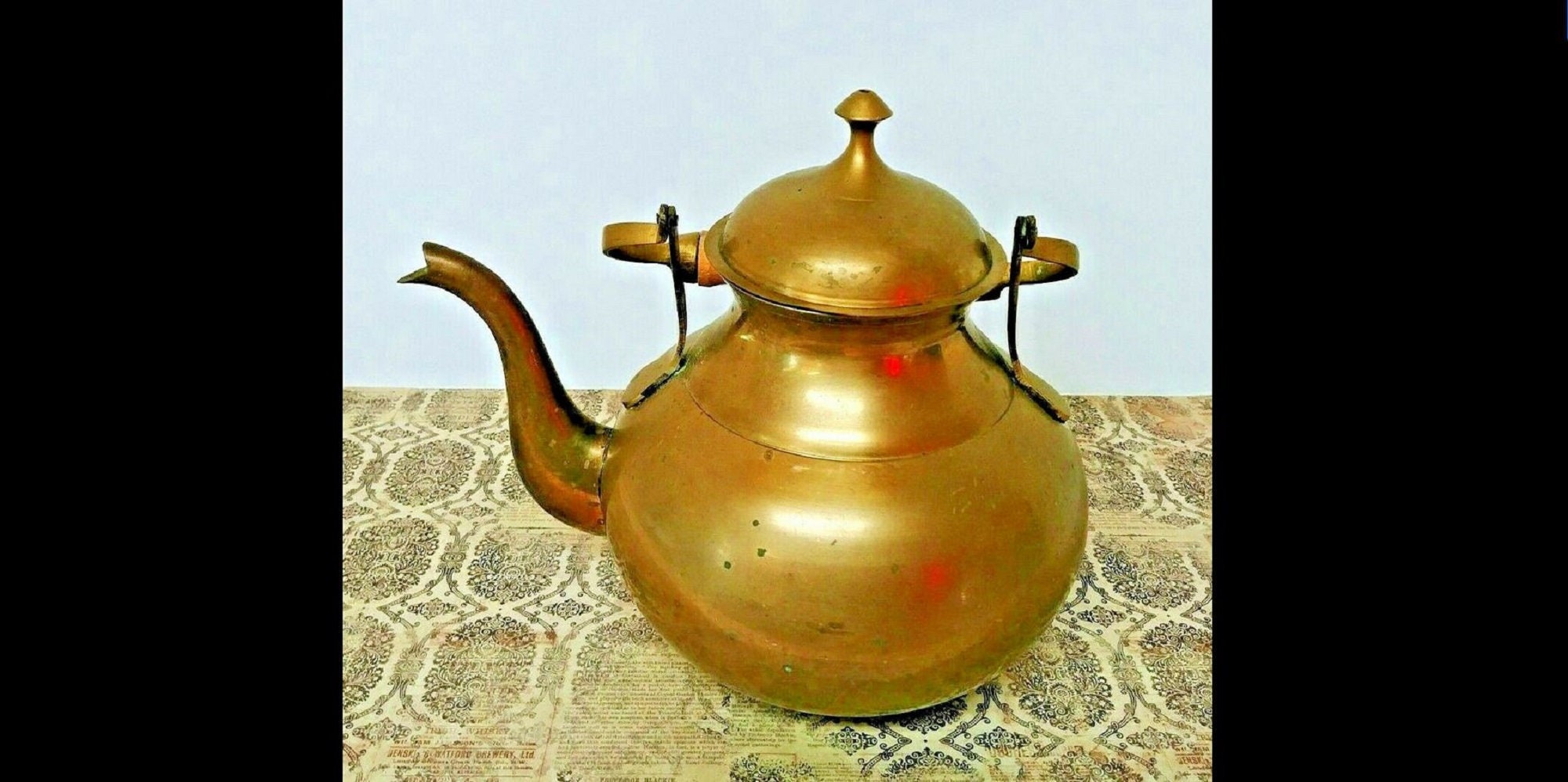 Vintage Made in India Solid Brass Teapot Kettle w/Wood Handle Etsy