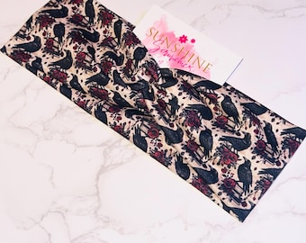 Ravens and Roses headband-soft and stretchy headband-Black Birds and Roses